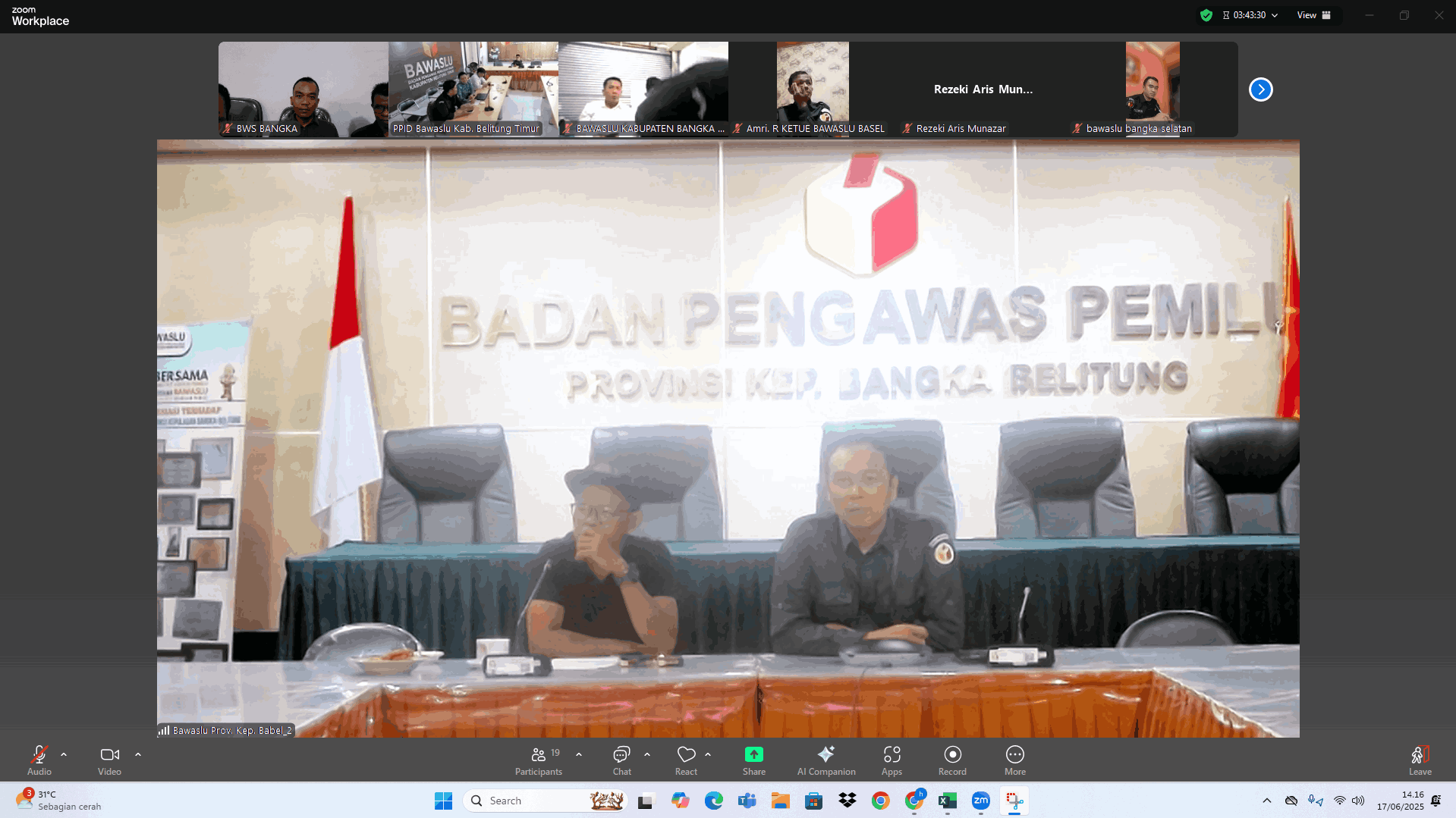 Rapat Pendampingan Monitoring dan Evaluasi Keterbukaan Informasi Publik bagi Bawaslu Kabupaten/Kota Se-Provinsi Kepulauan Bangka Belitung Tahun 2025