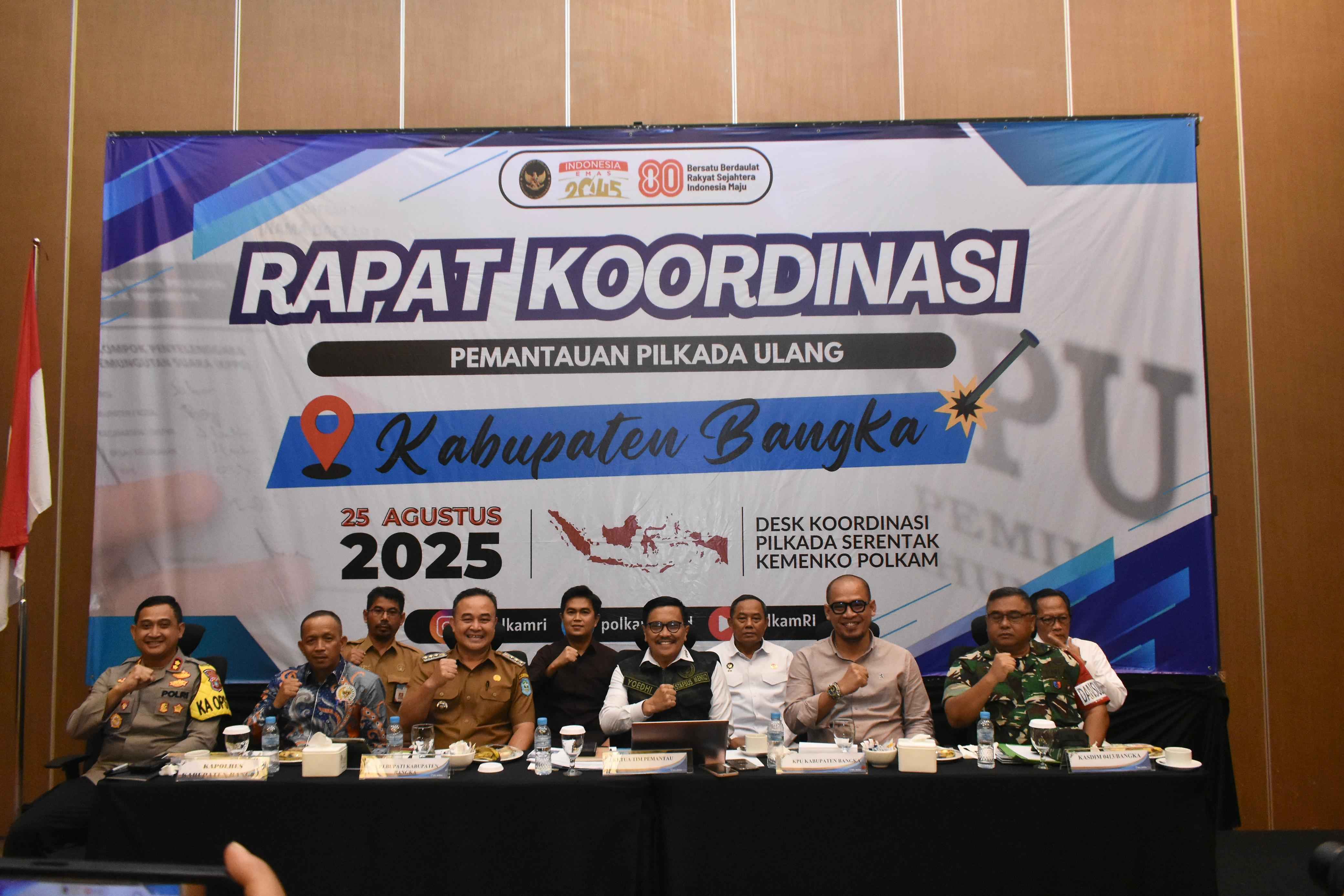 Rapat Koordinasi Kesiapan dan Pemantauan yang digelar oleh Kementerian Koordinator Bidang Politik, Hukum, dan Keamanan (Kemenko Polhukam) Republik Indonesia di Ballroom Hotel Sol Marina pada Senin, 25 Agustus 2025