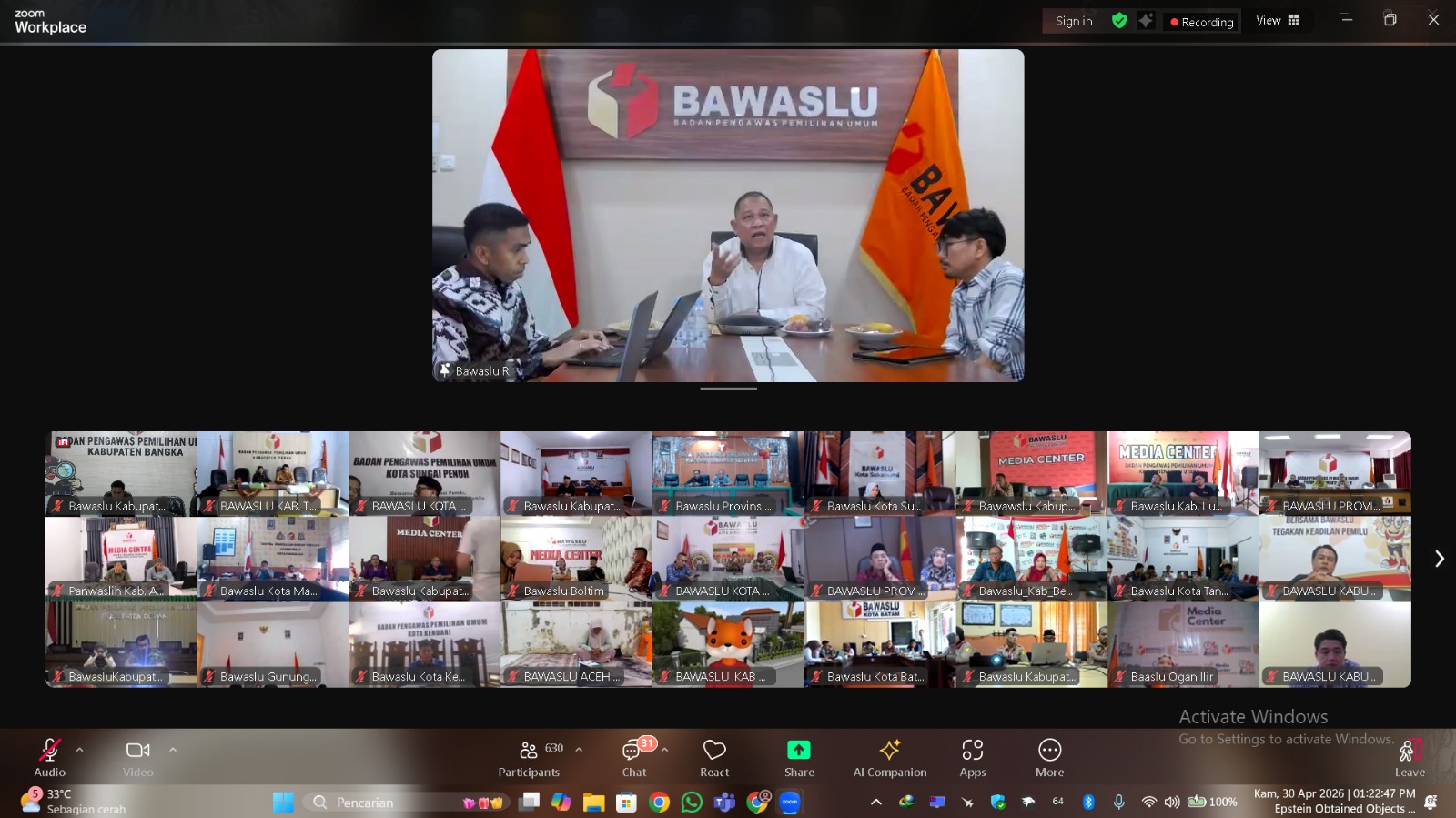 Tangkap Layar Rapat Pelaporan Tugas Konsolidasi Demokrasi